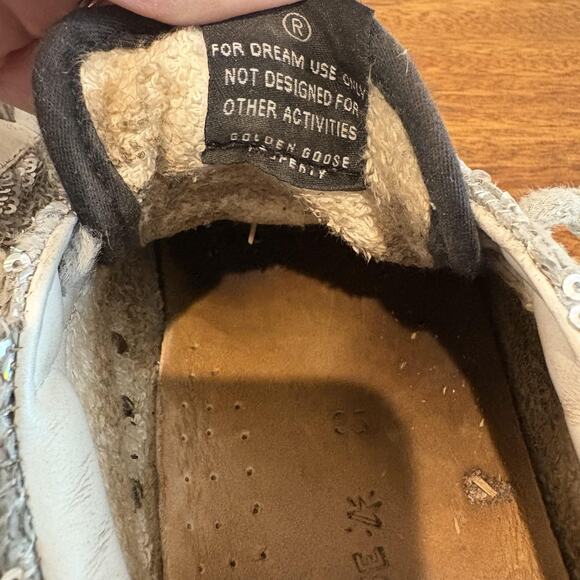 Golden Goose Shoes US 5 Size 35 Low Top Distressed Sequin Pink Star May Italy - Picture 12 of 15